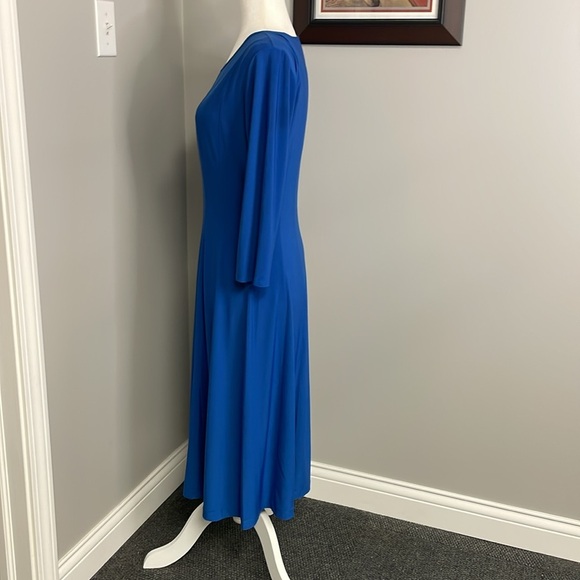 Travelsmith Blue Midi Knee Length Dress Wrinkle Free Blue 3/4 length size Small - Picture 3 of 5